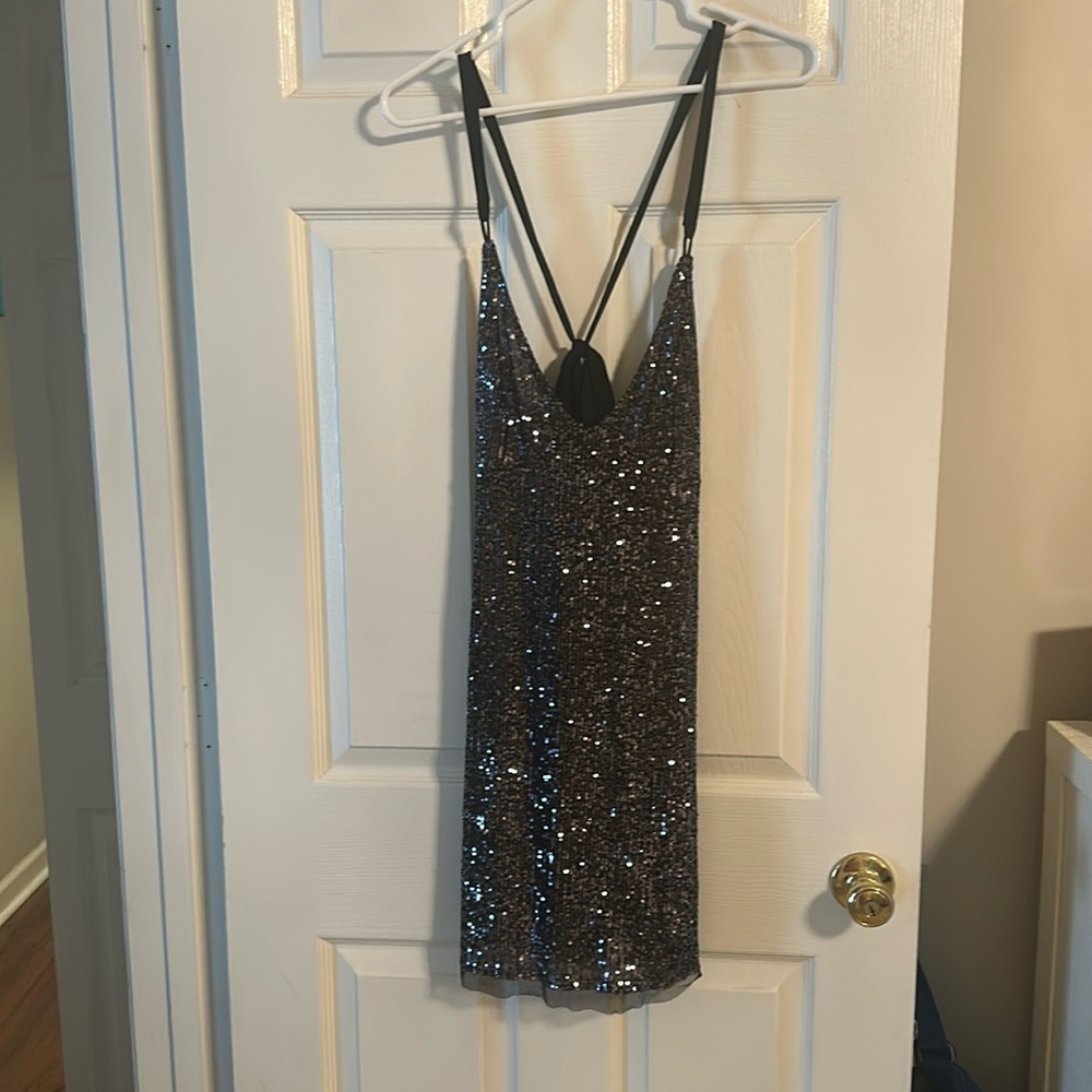 Free People Gold Rush Night Combo Sequin Mini Dress Party Cocktail Evening NYE